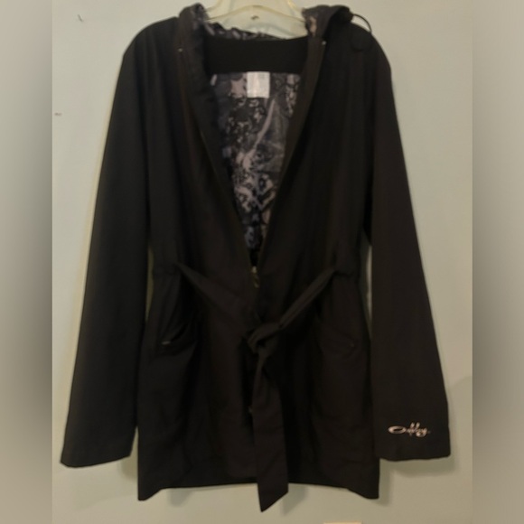 Oakley Jackets & Blazers - Oakley Women's Jacket Size Medium Black‎ Waist Tie Full Zip Hooded Coat